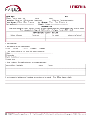 Leukemia Insurance Application Form