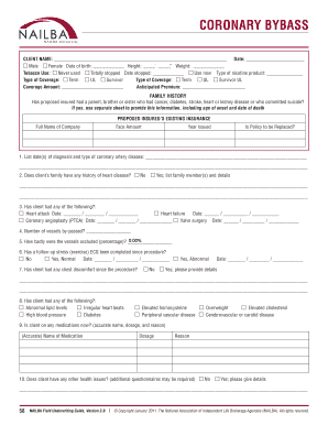 Coronary Bypass Insurance Application Form