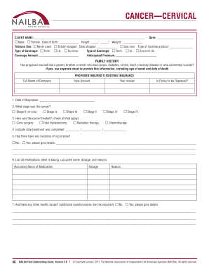 Cervical Cancer Insurance Application Form