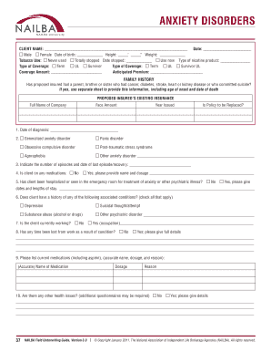 Anxiety Disorders Insurance Application