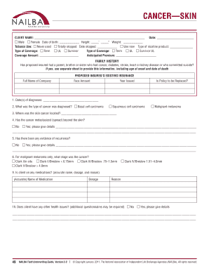 Skin Cancer Insurance Application Form