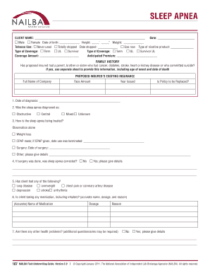 Sleep Apnea Insurance Application Form