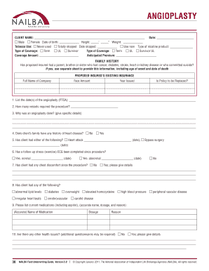 Angioplasty Insurance Application Form