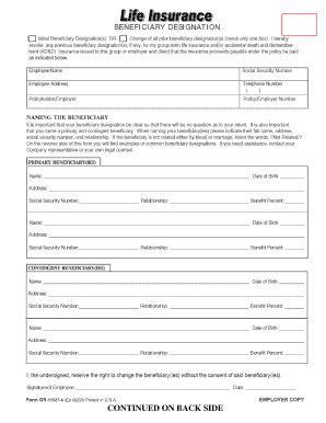 Employee Insurance Benefit Acknowledgement