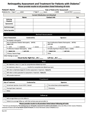 Diabetic Retinopathy Assessment and Treatment Form