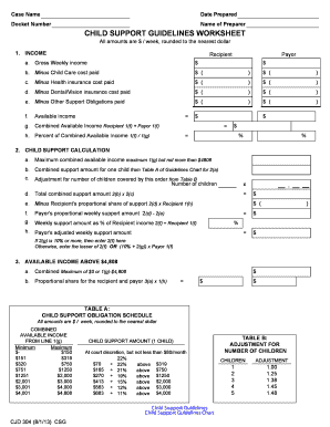 Child Support Guidelines Worksheet