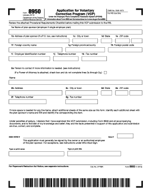 IRS Form 8950 VCP Application
