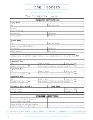 Tax Interview Form