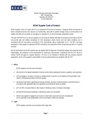 BCAA Supplier Code of Conduct