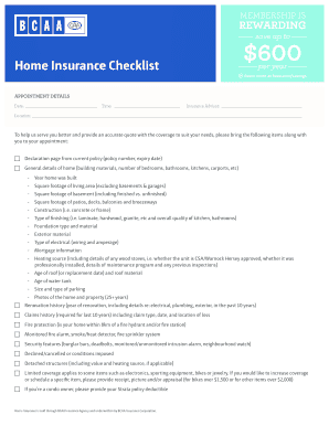 BCAA Home Insurance Appointment Checklist