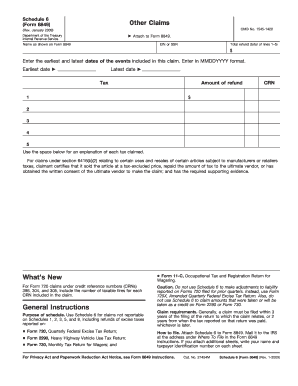 Schedule 6 Form 8849 Other Claims