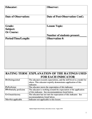 Teacher Observation Form