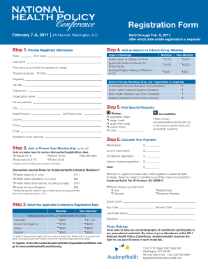AcademyHealth Conference Registration Form