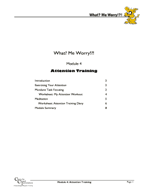 Attention Training Worksheet