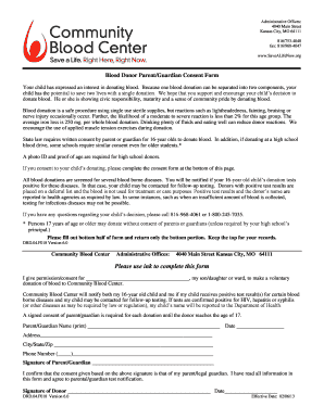 Blood Donor Parent/Guardian Consent Form