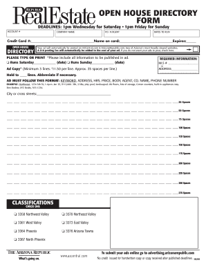 Arizona Open House Directory Form