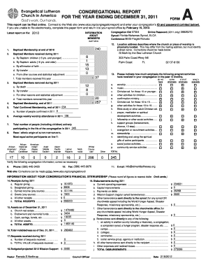 Congregation Report Form A
