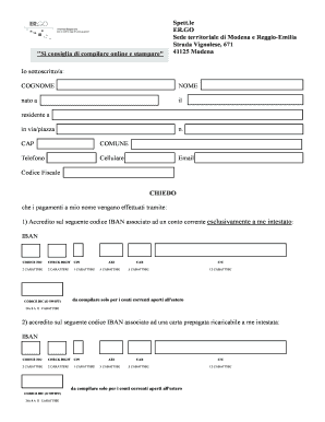 Modulo di richiesta di accredito ER.GO