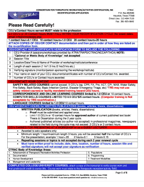 CTRAC Recertification Application