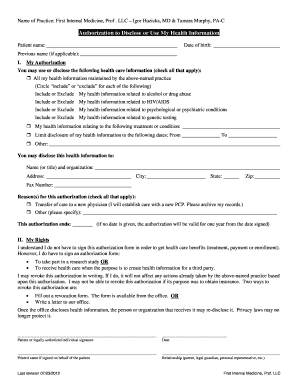 Authorization to Disclose or Use My Health Information