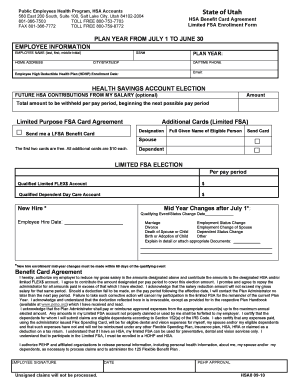 Utah HSA Benefit Card Agreement
