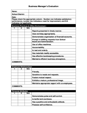 Business Manager Evaluation Form