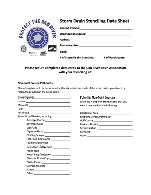 Storm Drain Stenciling Data Sheet