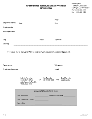 LMU Employee Reimbursement Payment Setup Form