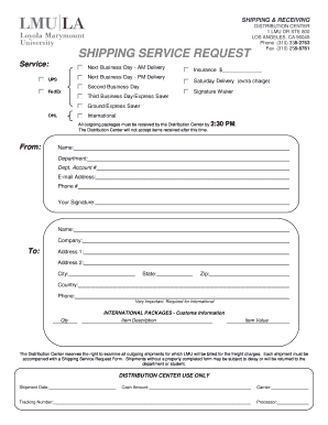 Shipping Service Request Form