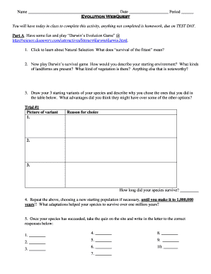 Evolution WebQuest Activity
