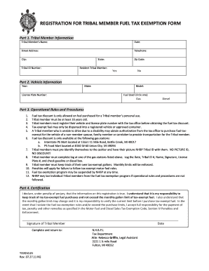 Tribal Member Fuel Tax Exemption Registration Form