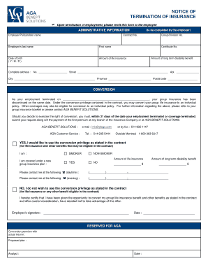 Notice of Termination of Insurance