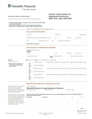 Manulife Transfer Authorization Form