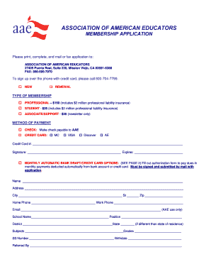Association of American Educators Membership Application