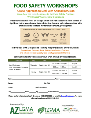 Food Safety Workshops Registration Form