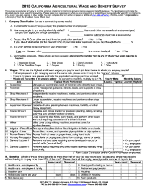 2015 California Agricultural Wage and Benefit Survey