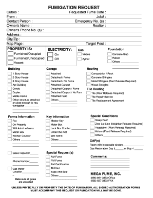 Fumigation Request Form