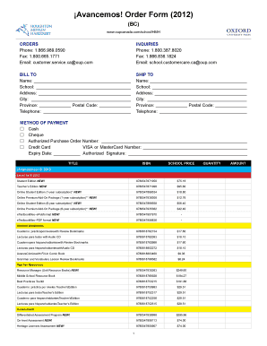 Avancemos Order Form