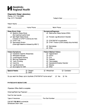 Sleep Study Order Form