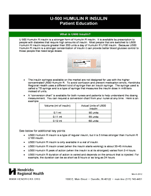 Fillable Online U-500 HUMULIN R INSULIN Fax Email Print - pdfFiller