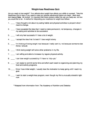 Weight-loss Readiness Quiz