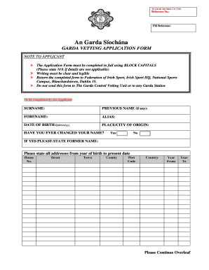 Garda Vetting Application Form