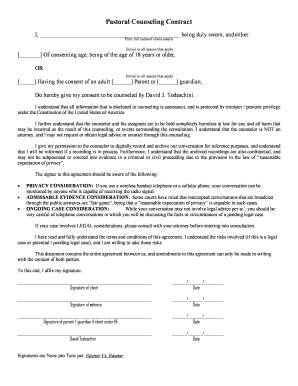 Pastoral Counseling Contract