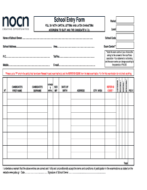 School Entry Form