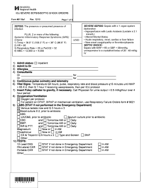ICU Severe Sepsis Septic Shock Orders
