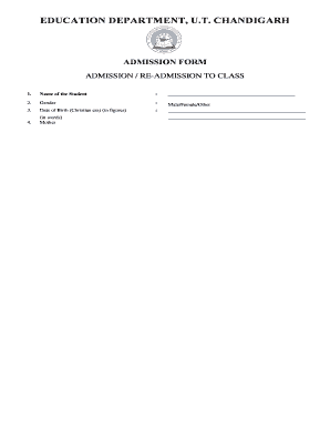 Chandigarh School Admission Form