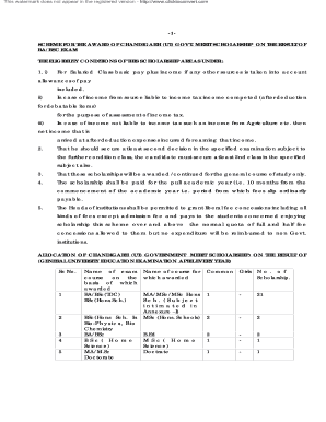 Chandigarh Government Merit Scholarship Application