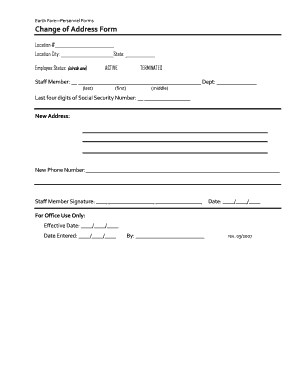 Earth Fare Change of Address Form