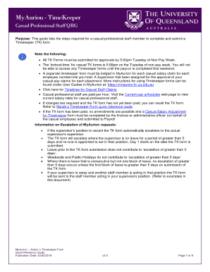 Fillable Online hr uq edu Timekeeper Form Professional Staff - hr uq ...