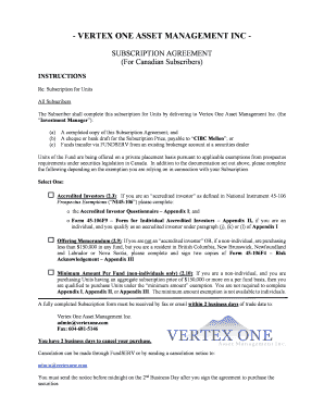 Vertex One Asset Management Subscription Agreement